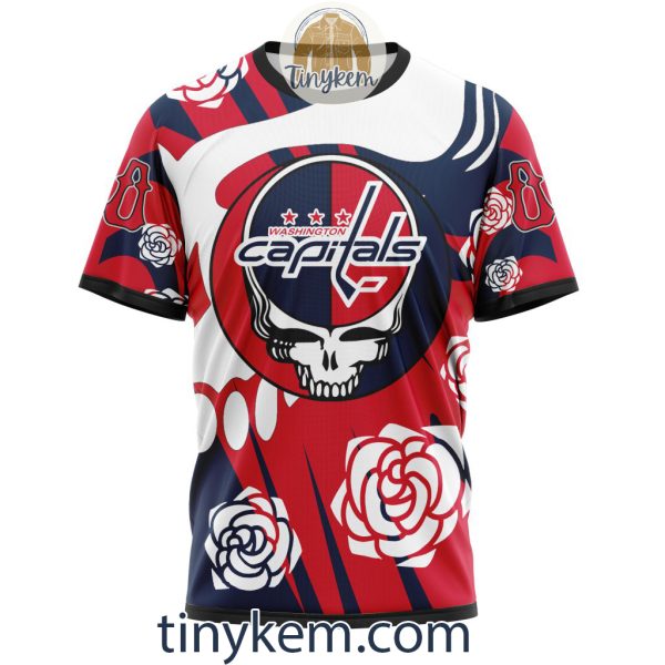 Washington Capitals Customized Hoodie, Tshirt With Gratefull Dead Skull Design