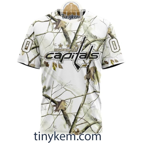 Washington Capitals Customized Hoodie, Tshirt With White Winter Hunting Camo Design