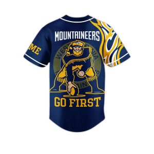 West Virginia Mountaineers Customized Baseball Jersey Mountaineers Go First2B3 f23yT