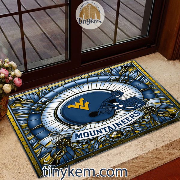 West Virginia Mountaineers Stained Glass Design Doormat