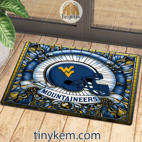 West Virginia Mountaineers Stained Glass Design Doormat