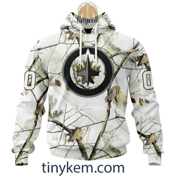 Winnipeg Jets Customized Hoodie, Tshirt With White Winter Hunting Camo Design
