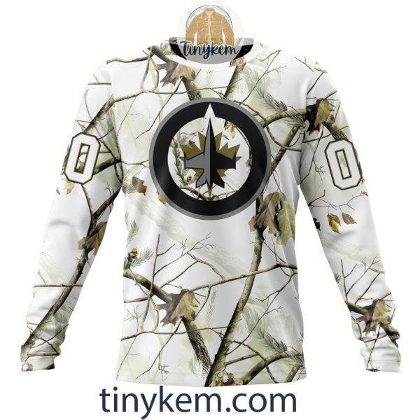 Winnipeg Jets Customized Hoodie, Tshirt With White Winter Hunting Camo Design