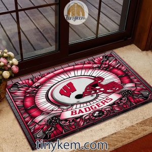 Wisconsin Badgers Stained Glass Design Doormat