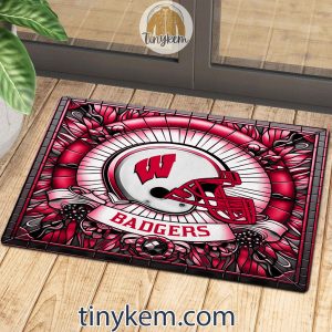 Wisconsin Badgers Stained Glass Design Doormat2B3 TpgAr