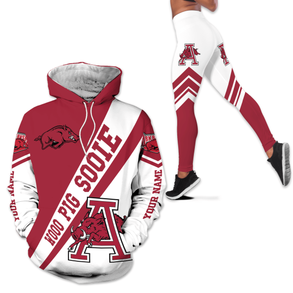 Arkansas Razorbacks Customized Hoodie Leggings Set: Woo Pig Sooie