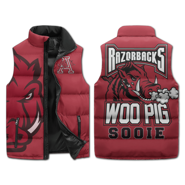 Arkansas Razorbacks Puffer Sleeveless Jacket: Woo Pig Sooie
