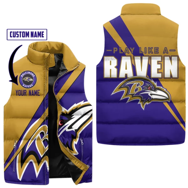 Baltimore Football Customized Puffer Sleeveless Jacket: Play Like A Raven
