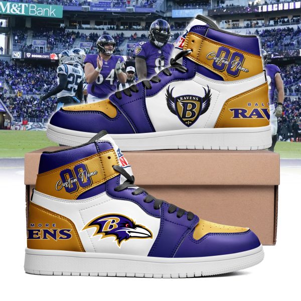 Baltimore Ravens Custom Air Jordan 1 High Top Shoes
