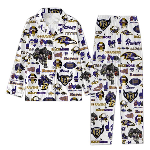 Baltimore Ravens Icons Bundle Pajamas Purple And White Set