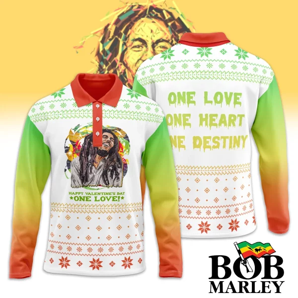 Bob Marley One Love Long Sleeve Polo Shirt - Tinykem