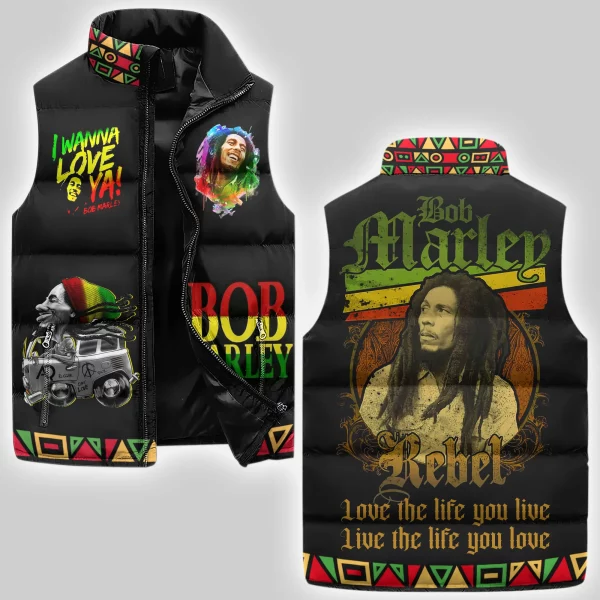 Bob Marley Rebel Puffer Sleeveless Jacket