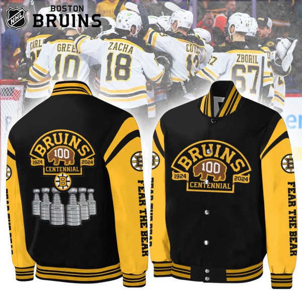 Boston Bruins 100 Years Anniversary 1924-2024 Baseball Jacket