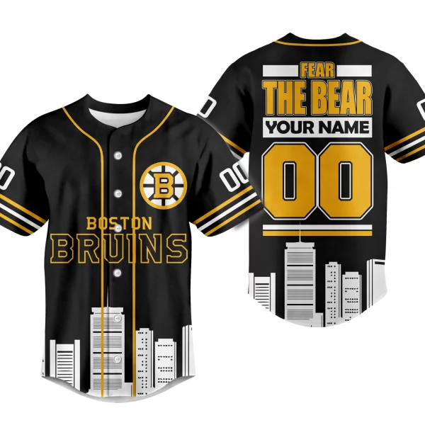 Boston Bruins Customized Baseball Jersey: Fear The Bear