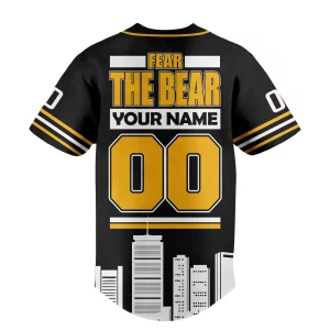 Boston Bruins Customized Baseball Jersey Fear The Bear2B3 QRhrT