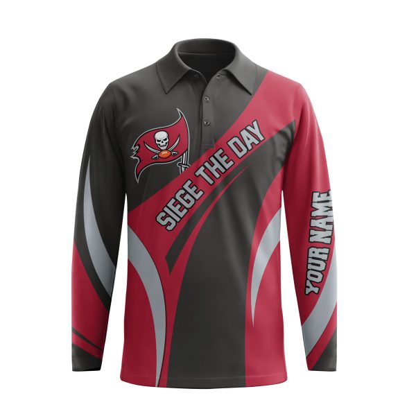 Buccaneers Customized Long Sleeve Polo Shirt: Siege The Day Fire The Cannons
