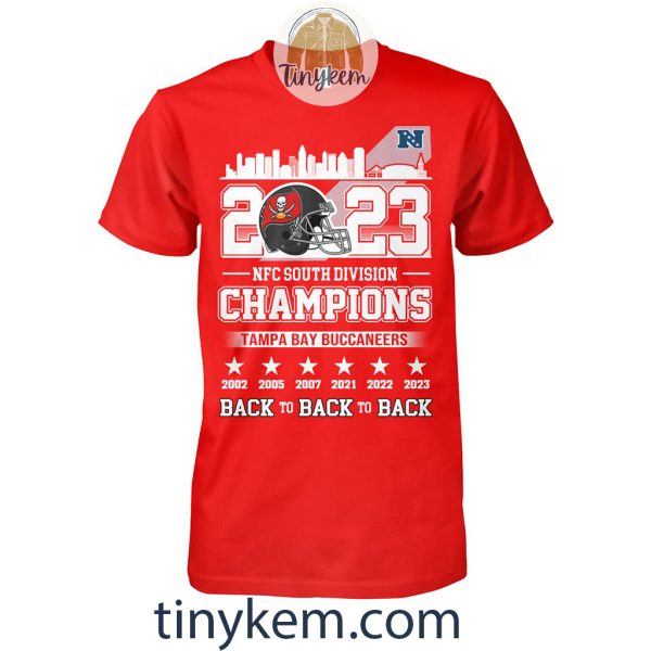Buccaneers NFC South Champions 2023 Shirt Two Sides Printed: Back to Back to Back