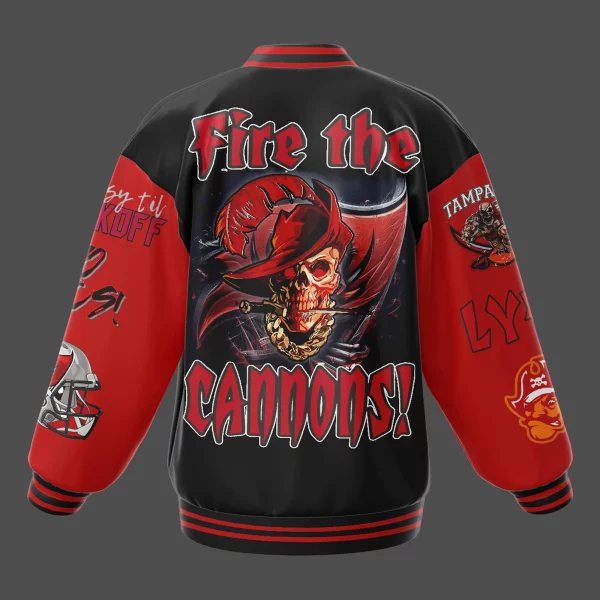 Buccaneers Pirate Skull Baseball Jacket: Fire The Cannons