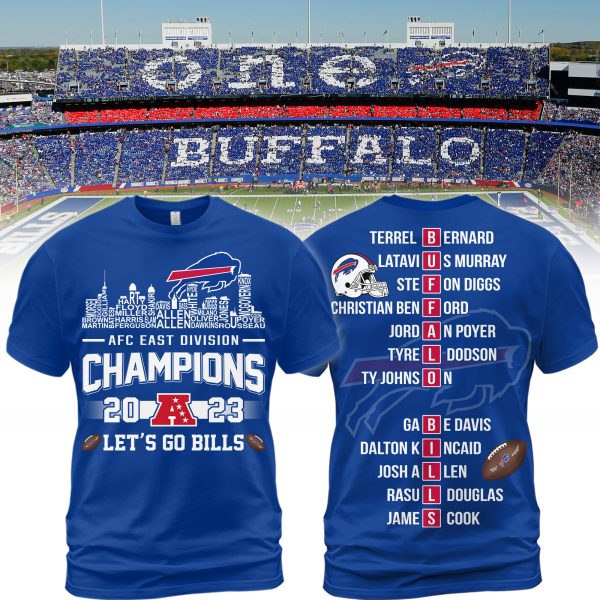 Buffalo Bills AFC East Champions 2023 Tshirt Two Sides Printed