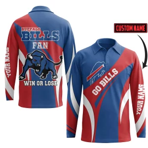 Buffalo Bills Customized Long Sleeve Polo Shirt: Bills Fan Win or Lose