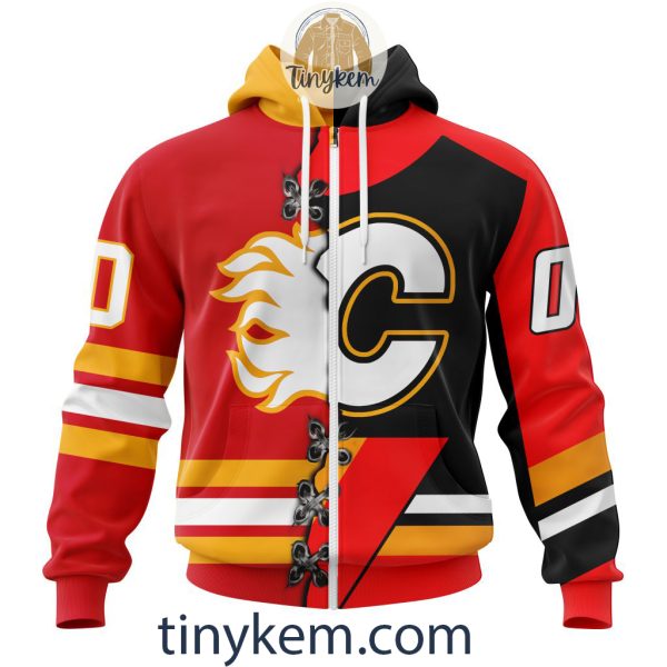 Calgary Flames Home Mix Reverse Retro Jersey Customized Hoodie, Tshirt, Sweatshirt