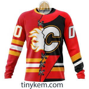 Calgary Flames Home Mix Reverse Retro Jersey Customized Hoodie Tshirt Sweatshirt2B4 Epx7M