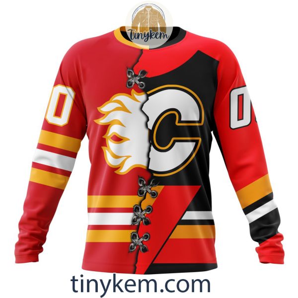 Calgary Flames Home Mix Reverse Retro Jersey Customized Hoodie, Tshirt, Sweatshirt