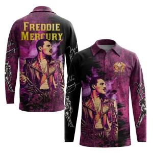 Freddie Mercury Customized Long Sleeve Polo Shirt