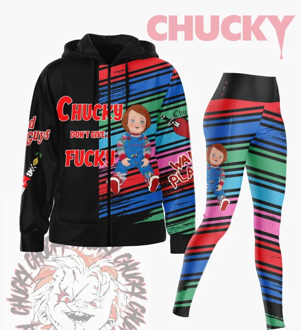 Funny Chucky Zipper Hoodie Leggings Set