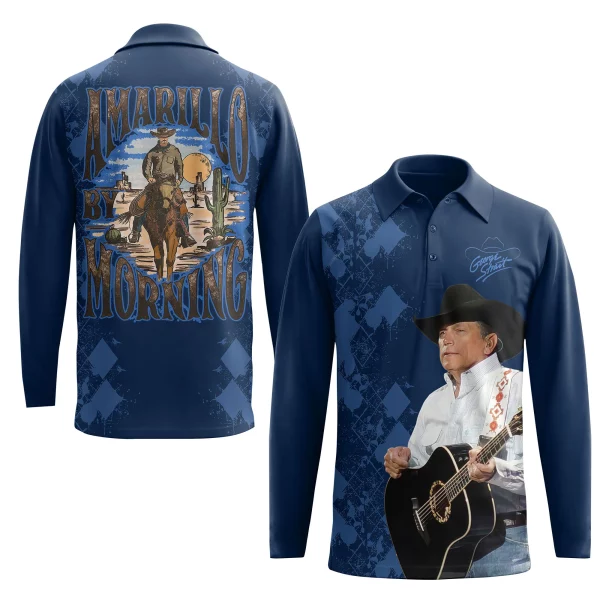 George Strait Long Sleeve Polo Shirt: Amarillo by Morning