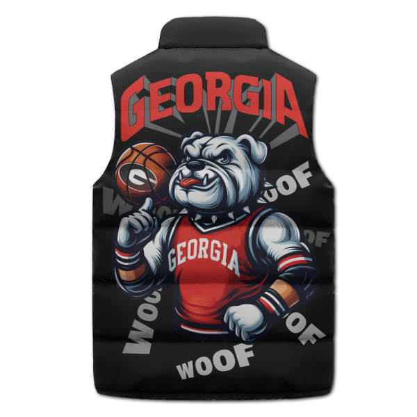 Georgia Basketball Mascot Puffer Sleeveless Jacket: Sic Em Go Dawgs