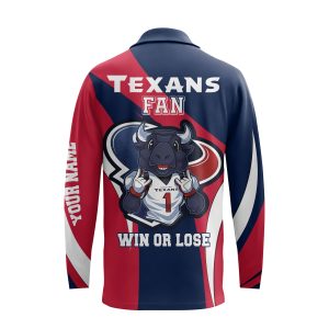 Houston Football Customized Long Sleeve Polo Shirt Texans Fan Win or Lose2B4 tB6qt