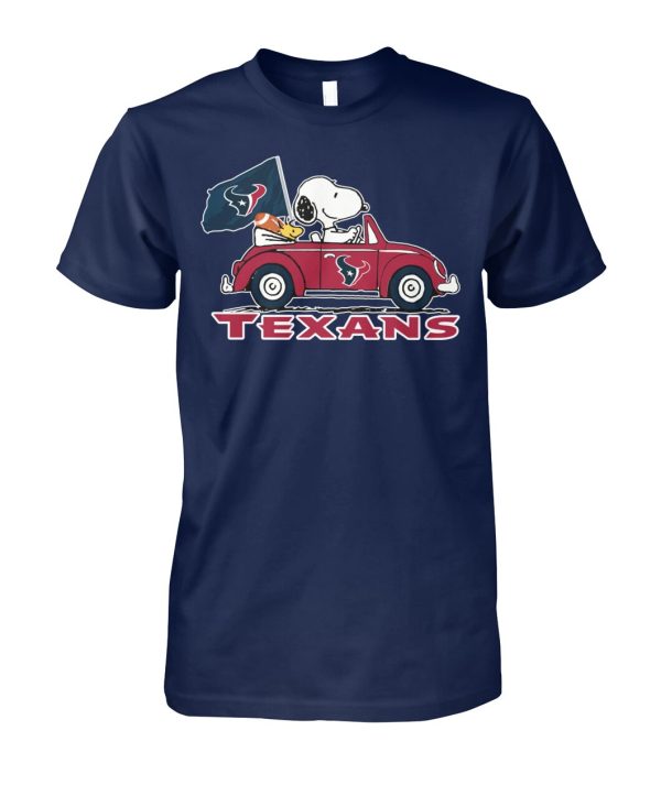 Houston Texans And Snoopy Drives Car Unisex Tshirt