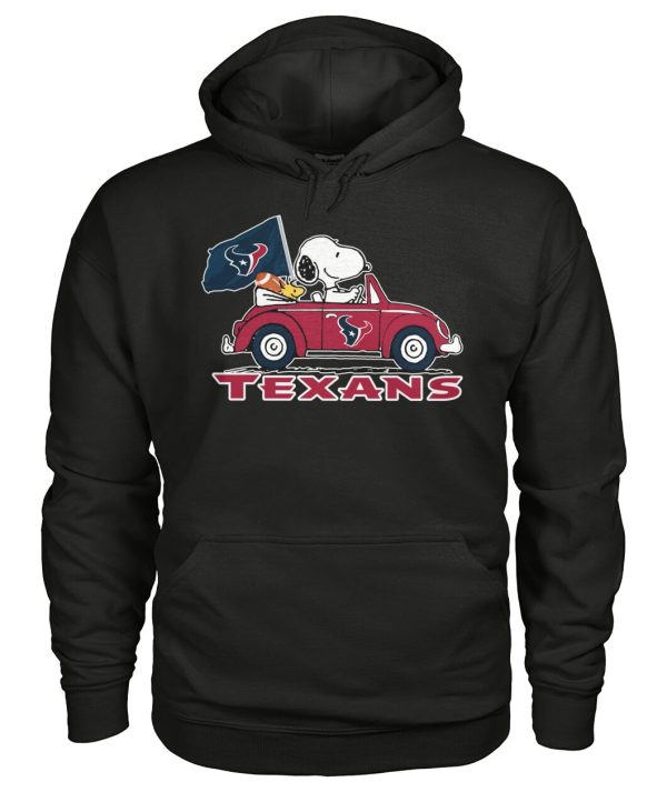 Houston Texans And Snoopy Drives Car Unisex Tshirt