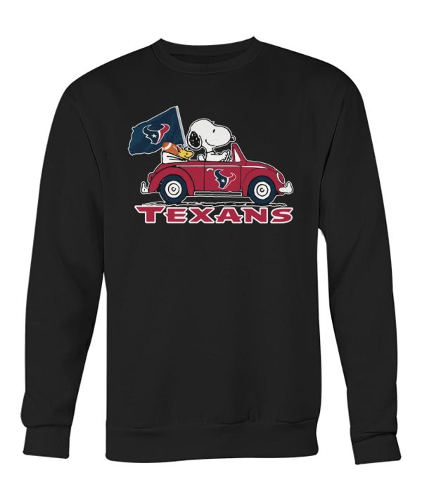 Houston Texans And Snoopy Drives Car Unisex Tshirt