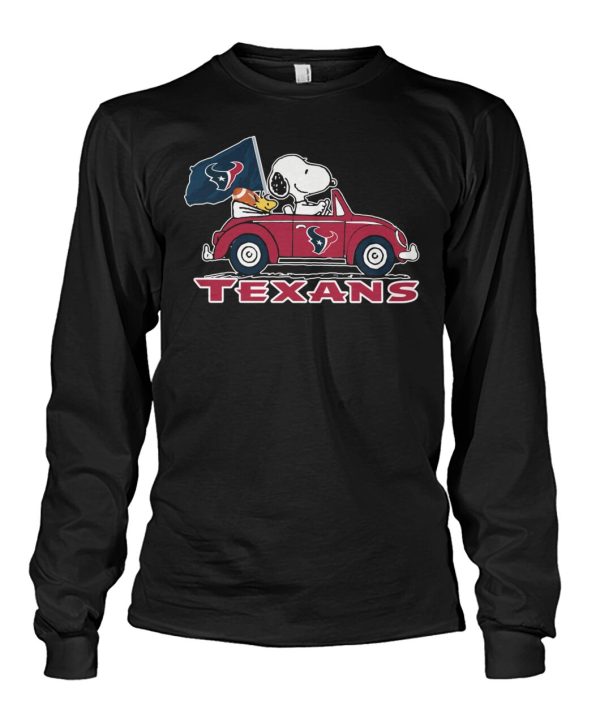 Houston Texans And Snoopy Drives Car Unisex Tshirt