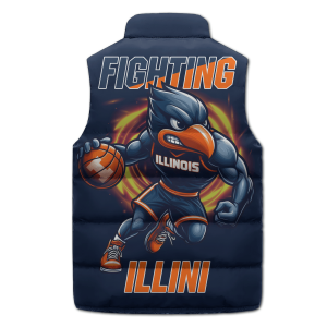 Illinois Fighting Basketball Mascot Puffer Sleeveless Jacket2B3 pbf7f