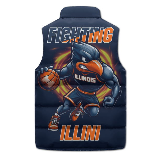 Illinois Fighting Basketball Mascot Puffer Sleeveless Jacket