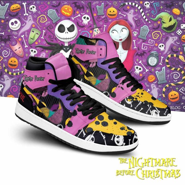 Jack Skellington And Sally Air Jordan 1 High Top Shoes