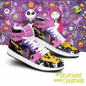 Jack Skellington And Sally Air Jordan 1 High Top Shoes2B3 bGTfW