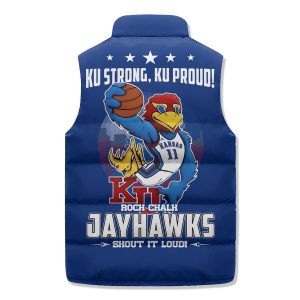 Jayhawks Basketball Puffer Sleeveless Jacket Ku Strong2C Ku Proud2B3 CwI7L