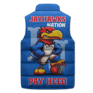 Kansas Jayhawks Basketball Puffer Sleeveless Jacket Rock Chalk Pay Heed2B3 8dj0Y