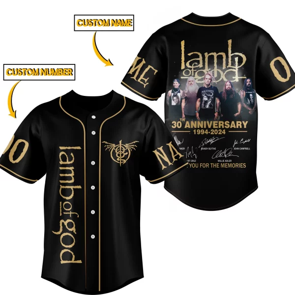 Lamb of God Customized Baseball Jersey: 30th Anniversary 1994-2024