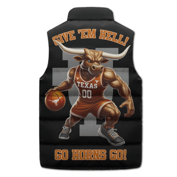 Longhorns Basketball Mascot Puffer Sleeveless Jacket: Give Em Hell