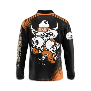 Longhorns Football Mascot Customized Long Sleeve Polo Shirt2B3 Cx7rd