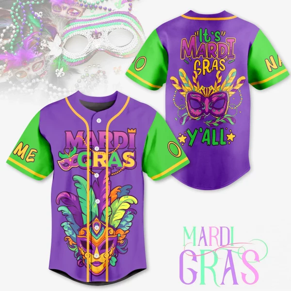 Mardi Gras Customized Baseball Jersey