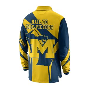 Michigan Wolverines Long Sleeve Polo Shirt Hail to The Victor2B3 ogLmg