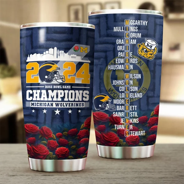 Michigan Wolverines Rose Bowl 2024 Champions 20oz Tumbler