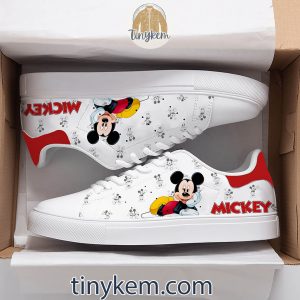 Mickey Mouse Flower Customized Leather Skate Shoes