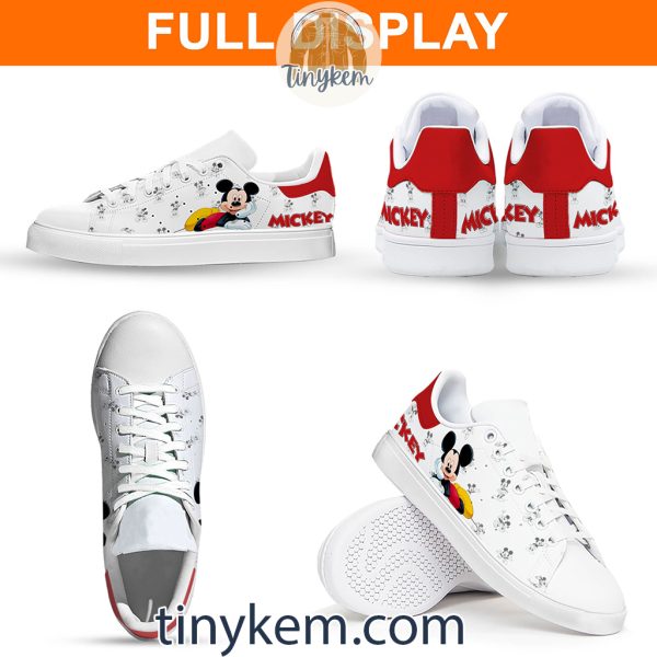 Mickey Mouse Flower Customized Leather Skate Shoes